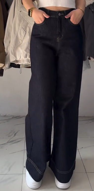 High-Rise Wide-Leg Baggy Denim Jeans