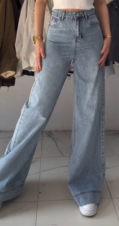 High-Rise Wide-Leg Baggy Denim Jeans