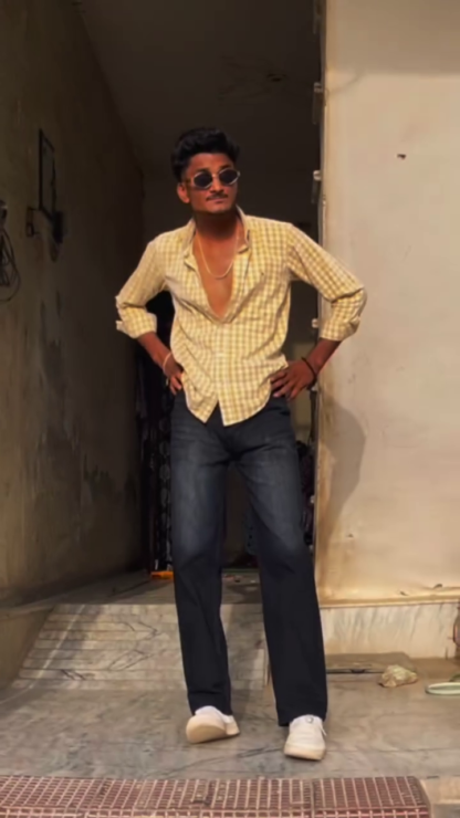 Men's Cotton Shirt and Wide-Leg Jeans Outfit
