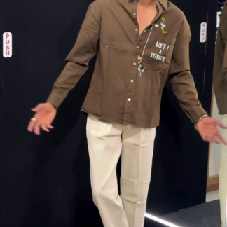 Men's Embroidered Full-Sleeve Shirt, Brown or Mustard