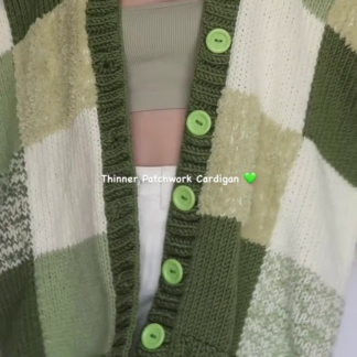 Patchwork Knit Cardigan in Sage, Lilac or Caramel