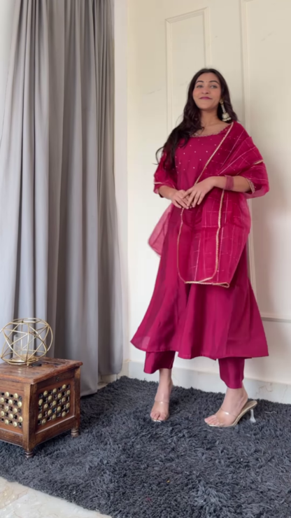 Sleeveless Square-Neck Palazzo Suit with Sheer Dupatta, 4 Shades