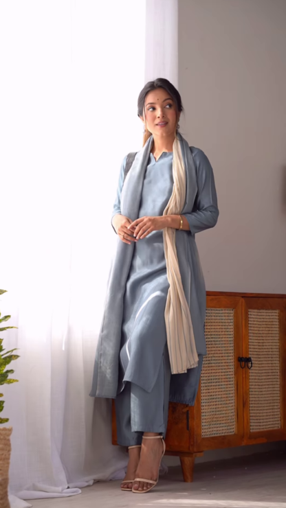 Hand-Painted Floral Kurta Set with Dupatta, 4 Pastel Shades