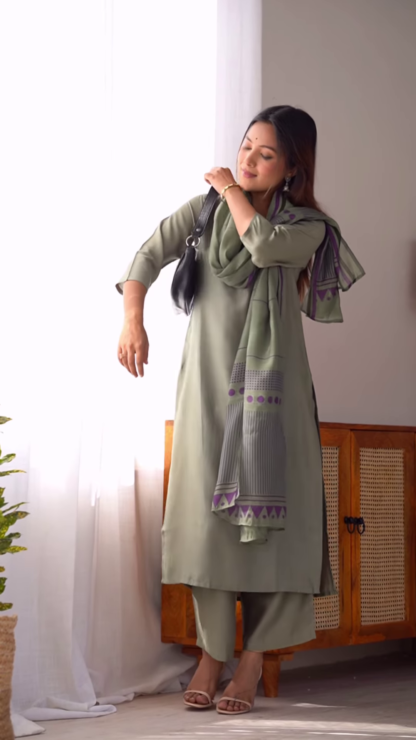 Hand-Painted Floral Kurta Set with Dupatta, 4 Pastel Shades