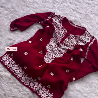Chikankari Short Kurti, Short Sleeves, 12 Colours