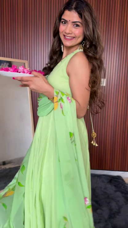 Georgette Anarkali Dress with Dupatta, Assorted Colours