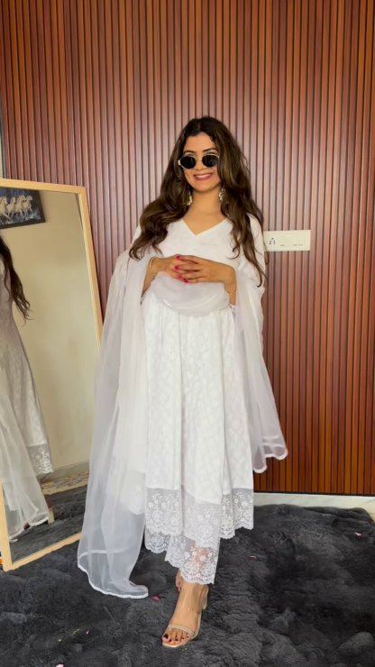 Georgette Anarkali Dress with Dupatta, Assorted Colours