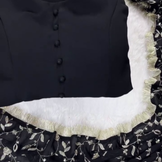 Black Three-Piece Suit with Silver Embroidered Dupatta