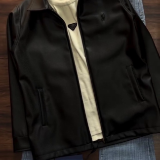 Men's Leather-Look Jacket Combo with Jeans and Tee