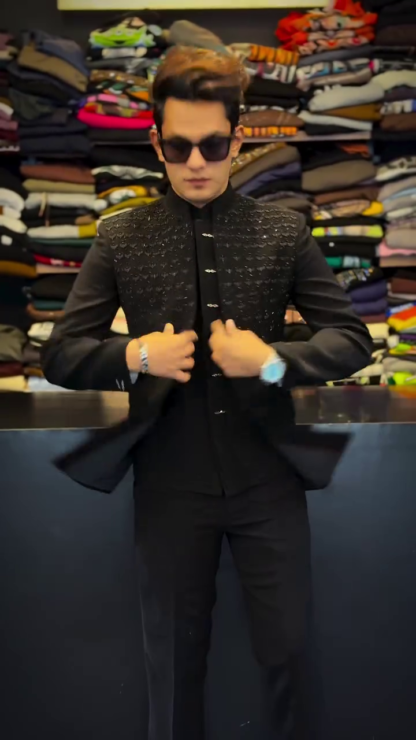 Embroidered Indo-Western Suit for Men, Wedding and Party Wear