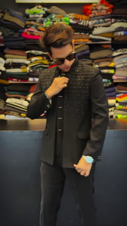 Embroidered Indo-Western Suit for Men, Wedding and Party Wear