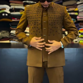 Embroidered Indo-Western Suit for Men, Wedding and Party Wear