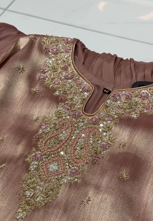Women's Embroidered Silk-Blend Kurta Palazzo Set with Dupatta - Image 6