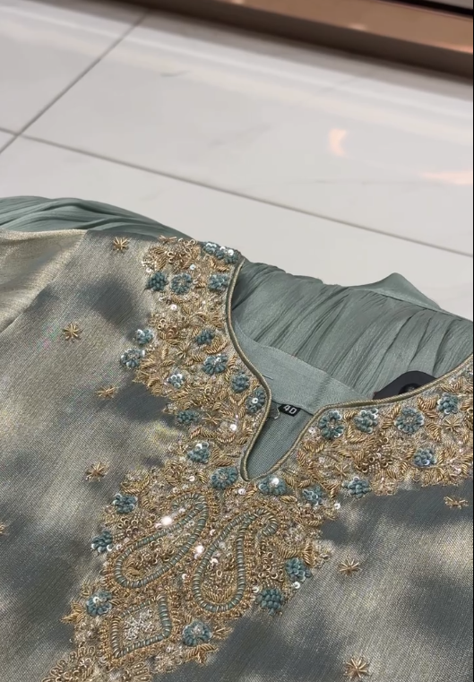 Women's Embroidered Silk-Blend Kurta Palazzo Set with Dupatta - Image 4