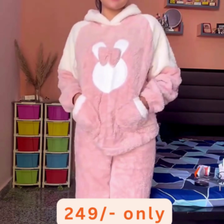 Women's Hooded Plush Fleece Onesie with Cartoon Detailing