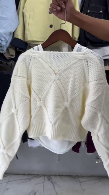 Layered Knit Cropped Sweater with Cotton Inner Top