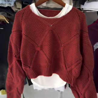 Layered Knit Cropped Sweater with Cotton Inner Top