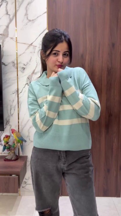 Women's Knit Winter Tops: Heart Vest, Varsity and Striped Pullovers