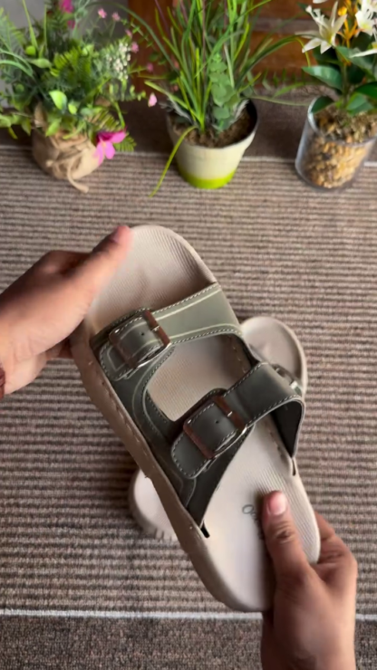 Olive adjustable sandals side view