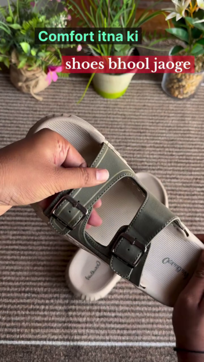 Olive dual-buckle sandals additional view