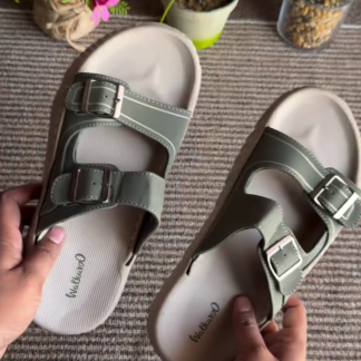 Olive dual-strap adjustable sandals