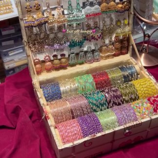Velvet-lined bridal jewelry box and bangle organiser