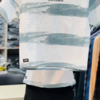 Men’s oversized textured stripe graphic T-shirt