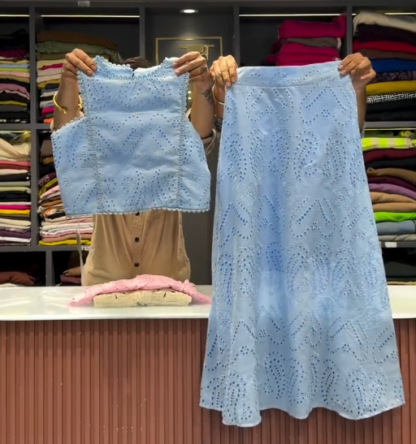 Lace Crop Top with Flowy Midi Skirt, Assorted Colours