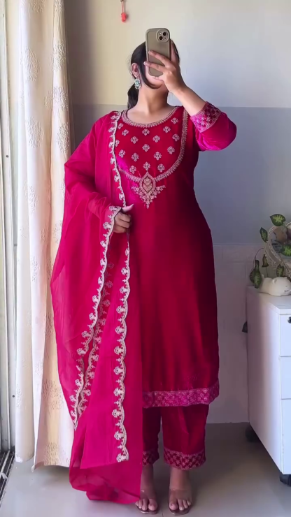VelvetBreeze Lined Velvet Kurti for Winter Festive Days