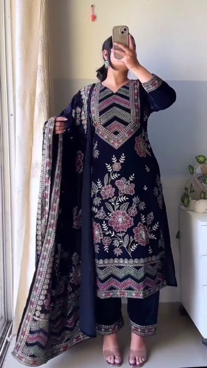 VelvetBreeze Lined Velvet Kurti for Winter Festive Days