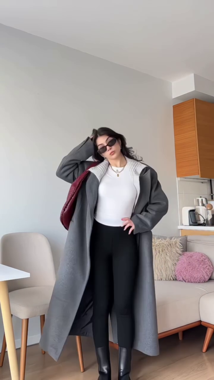 Women's Long Winter Coat, Straight Cut