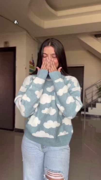 Heart Knit Sweater in Stretch Winter Knit