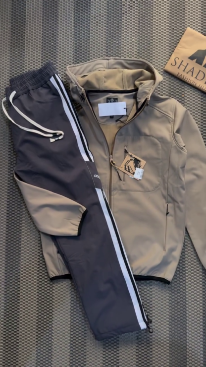 Men's Softshell Winter Tracksuit with Hooded Jacket and Joggers