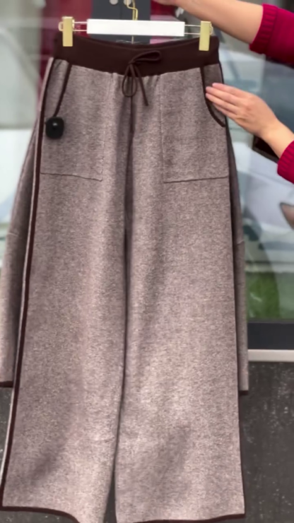 Wool-Blend Knit Top and Wide-Leg Pant Co-ord with Pockets
