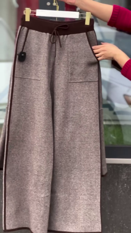 Wool-Blend Knit Top and Wide-Leg Pant Co-ord with Pockets