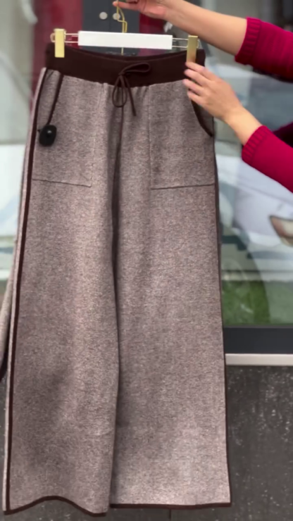 Wool-Blend Knit Top and Wide-Leg Pant Co-ord with Pockets