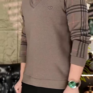 Men's Knit Collar-Style Winter Sweatshirt with Shirt Look