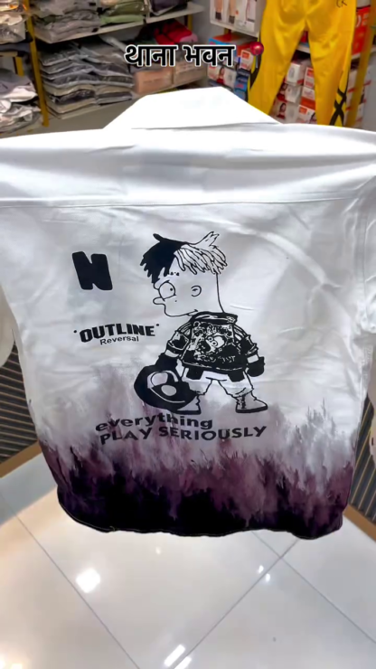 Men's Gradient Wash Shirt with Front Character Graphic