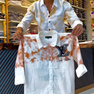 Men's Oversized Tie-Dye Cotton Shirt on White Base