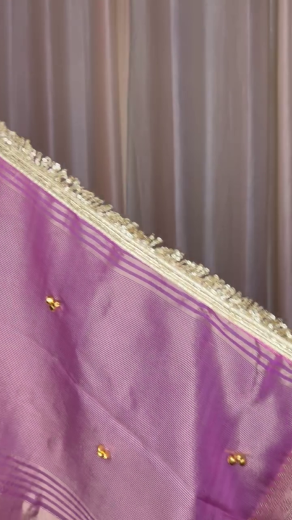 Pink Woven Saree with Golden Zari-Style Border