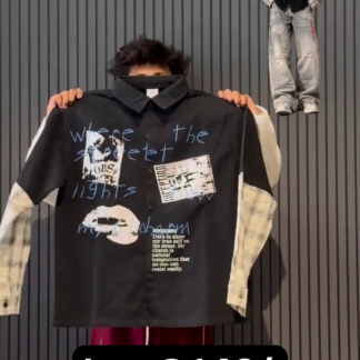 Men's Graphic Shirt and Distressed Baggy Jeans Set