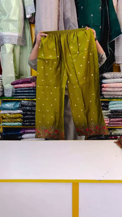 Olive Green Embroidered Salwar Suit Set with Dupatta