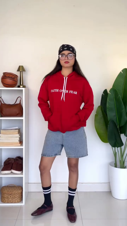 Oversized Hoodie Outfit Set with Pleated Skirt Styling