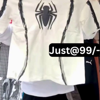 Kids' White T-Shirt with Black Spider Graphic