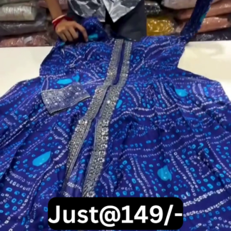 Blue Printed Ethnic Dress with Decorative Border