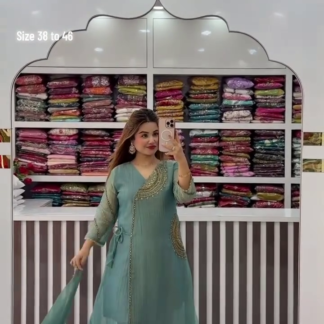 Sea Green Anarkali Suit Set with Dupatta