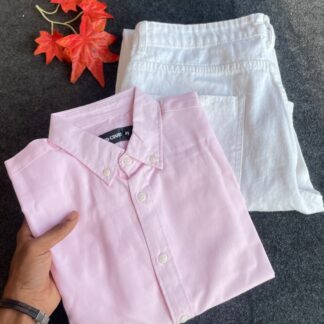 Men's Pink Slim Fit Formal Shirt with Trousers