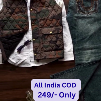 Camouflage Quilted Sleeveless Jacket Combo with Shirt and Jeans