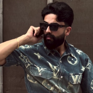 Men's Washed Denim Shirt with Monogram-Style Print