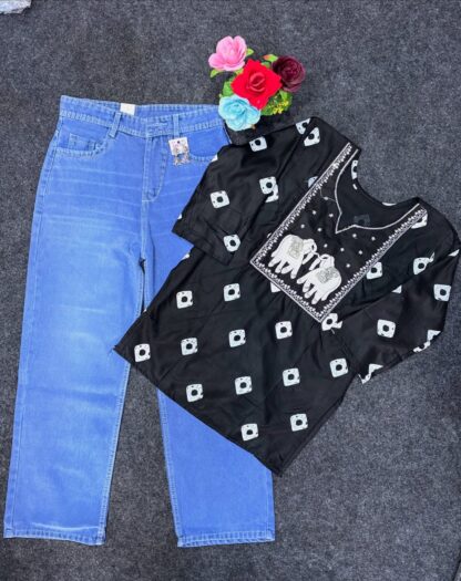 Short Kurti with Elephant Embroidery, Assorted Colours